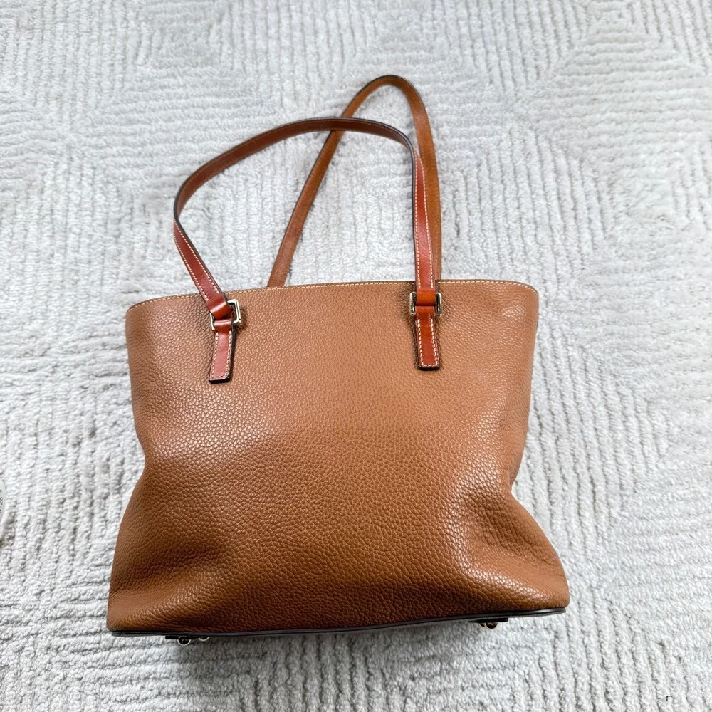 Dooney & Bourke Pebbled Leather Tote Women Medium Tan Caramel Shoulder Bag Zip